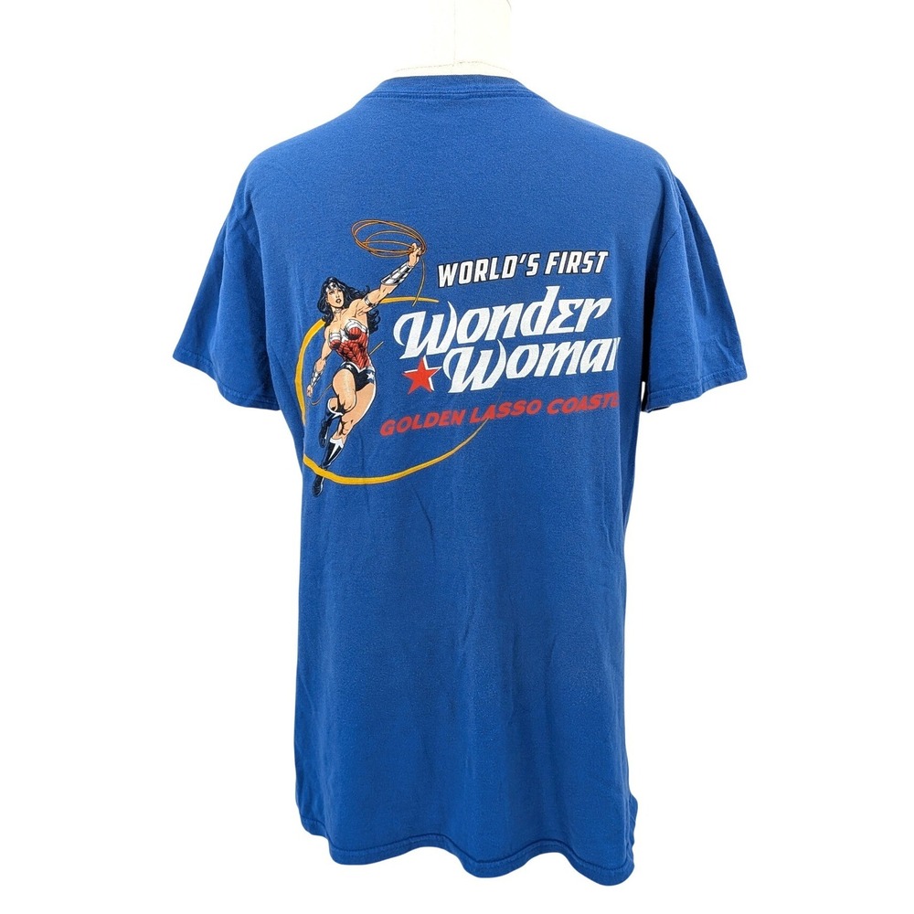 Wonder Woman Graphic Tee Blue DC Comics Back‎ Print Y2K Comic Nerdcore Unisex